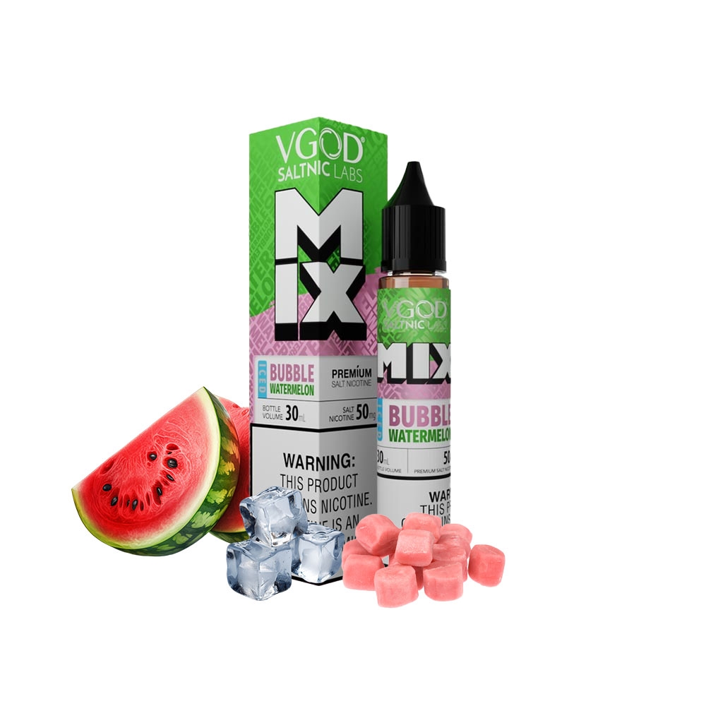 mix-bubble-watermelon-iced سالت ویگاد طعم هندوانه و آدامس بادکنکی | VGOD Bubble Watermelon Mix SaltNic E-Liquid - Image 1