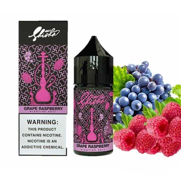 shisha سالت نیکوتین انگور تمشک شیشا نستی Nasty Shisha Grape Raspberry Saltnic - Image 1