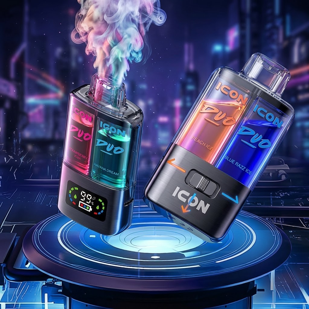 ebe1a9ba-ed41-4c45-b6bd-a6c1032799c3 پاد یکبار مصرف ایکون 20000 دو طعم | ICON DUO 20000 PUFFS - Image 1